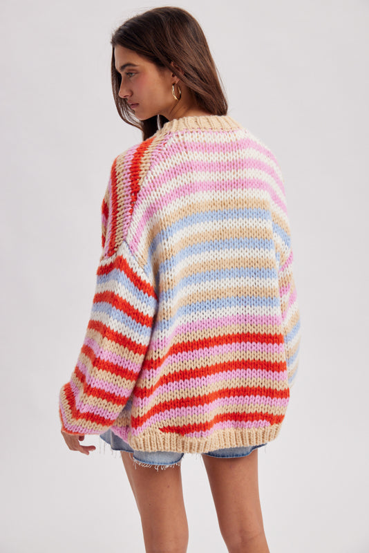The Lennox Cardigan | Red/Sky