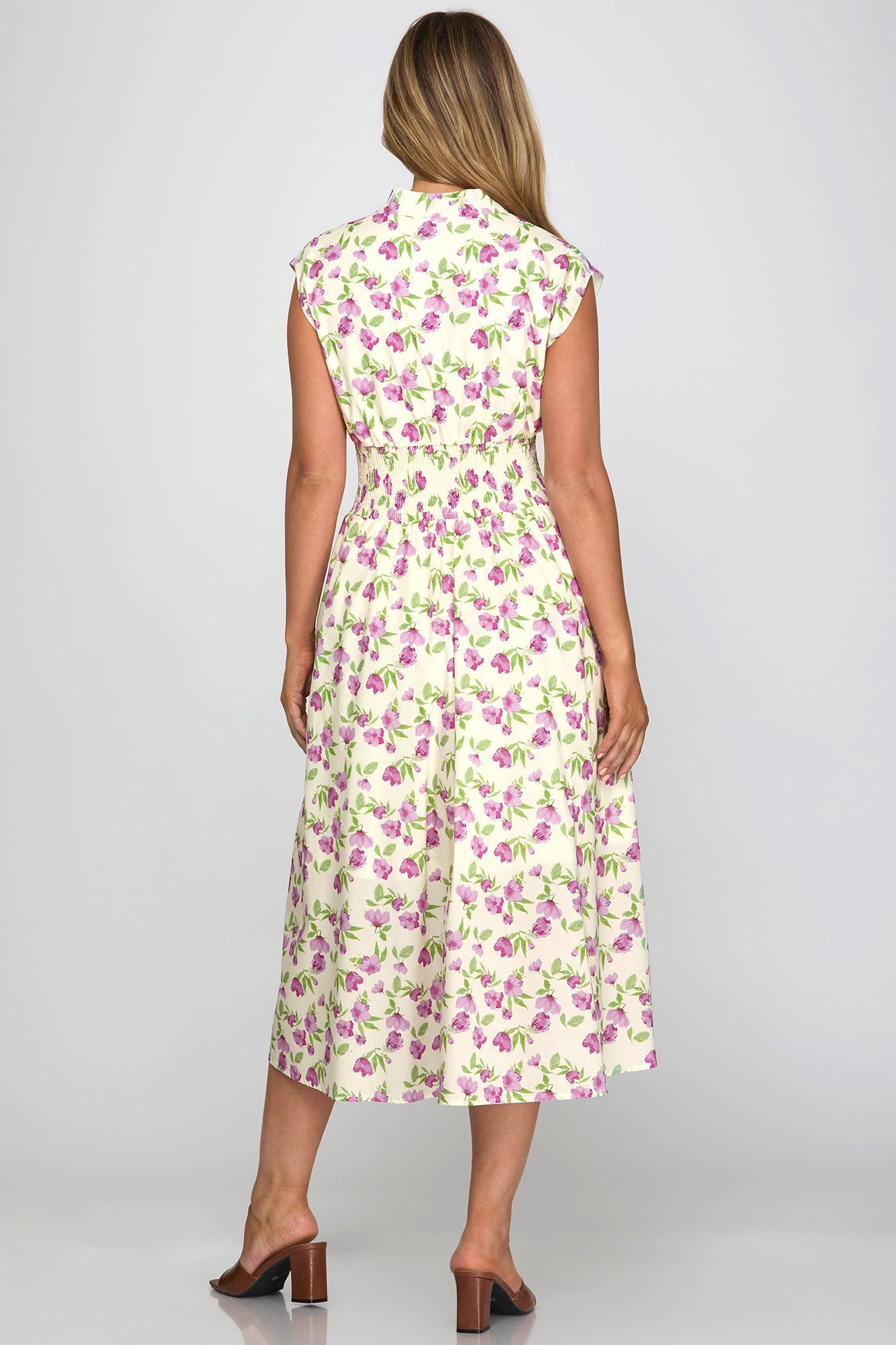 The Lilac Garden Zip- Front Midi Dress