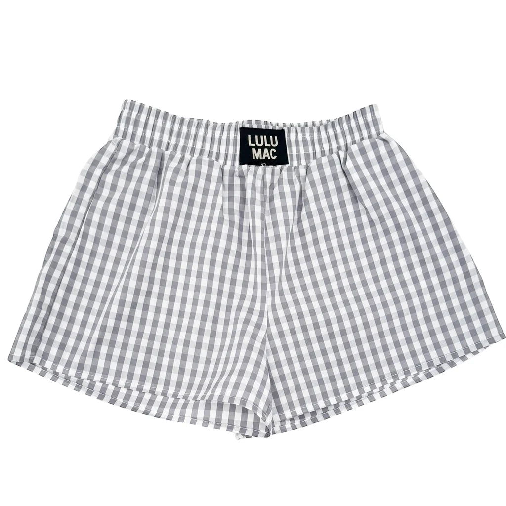 Lulu Mac Gingham Gray & White Shorts
