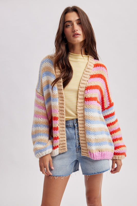 The Lennox Cardigan | Red/Sky