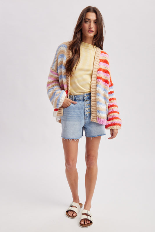 The Lennox Cardigan | Red/Sky