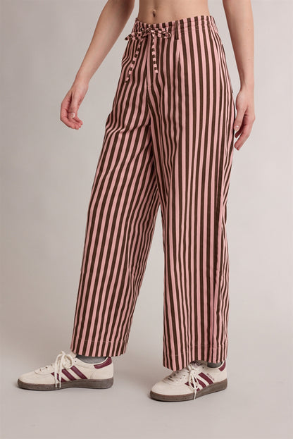 The Hattie Stripe Wide-Leg Pant | Mauve + Cream