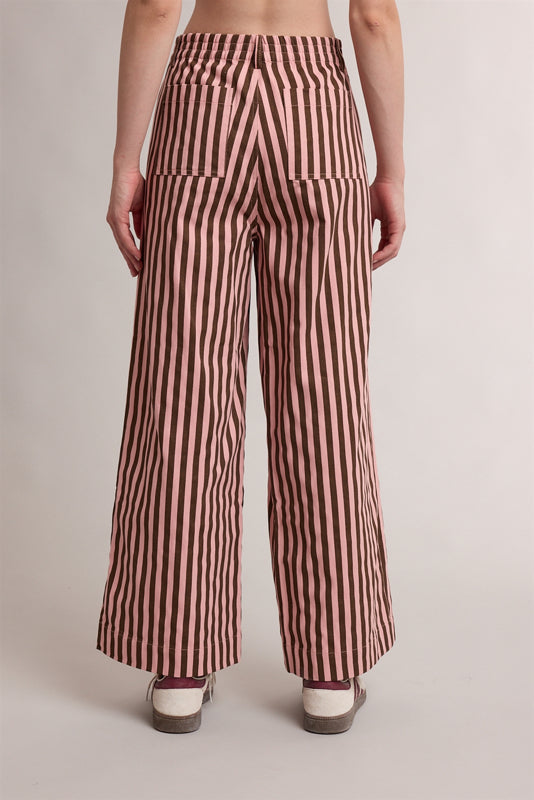 The Hattie Stripe Wide-Leg Pant | Mauve + Cream