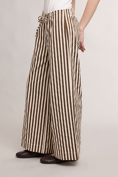 The Hattie Stripe Wide-Leg Pant | Cream + Chocolate