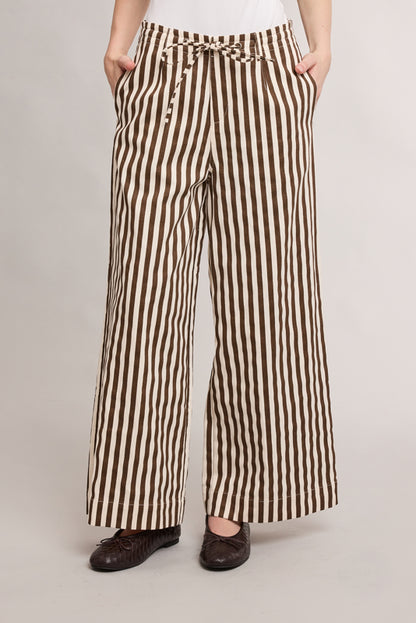 The Hattie Stripe Wide-Leg Pant | Cream + Chocolate