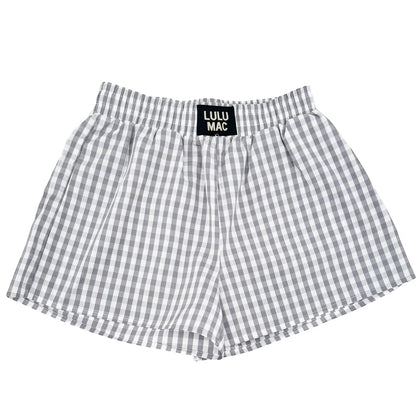 Lulu Mac Gingham Gray & White Shorts