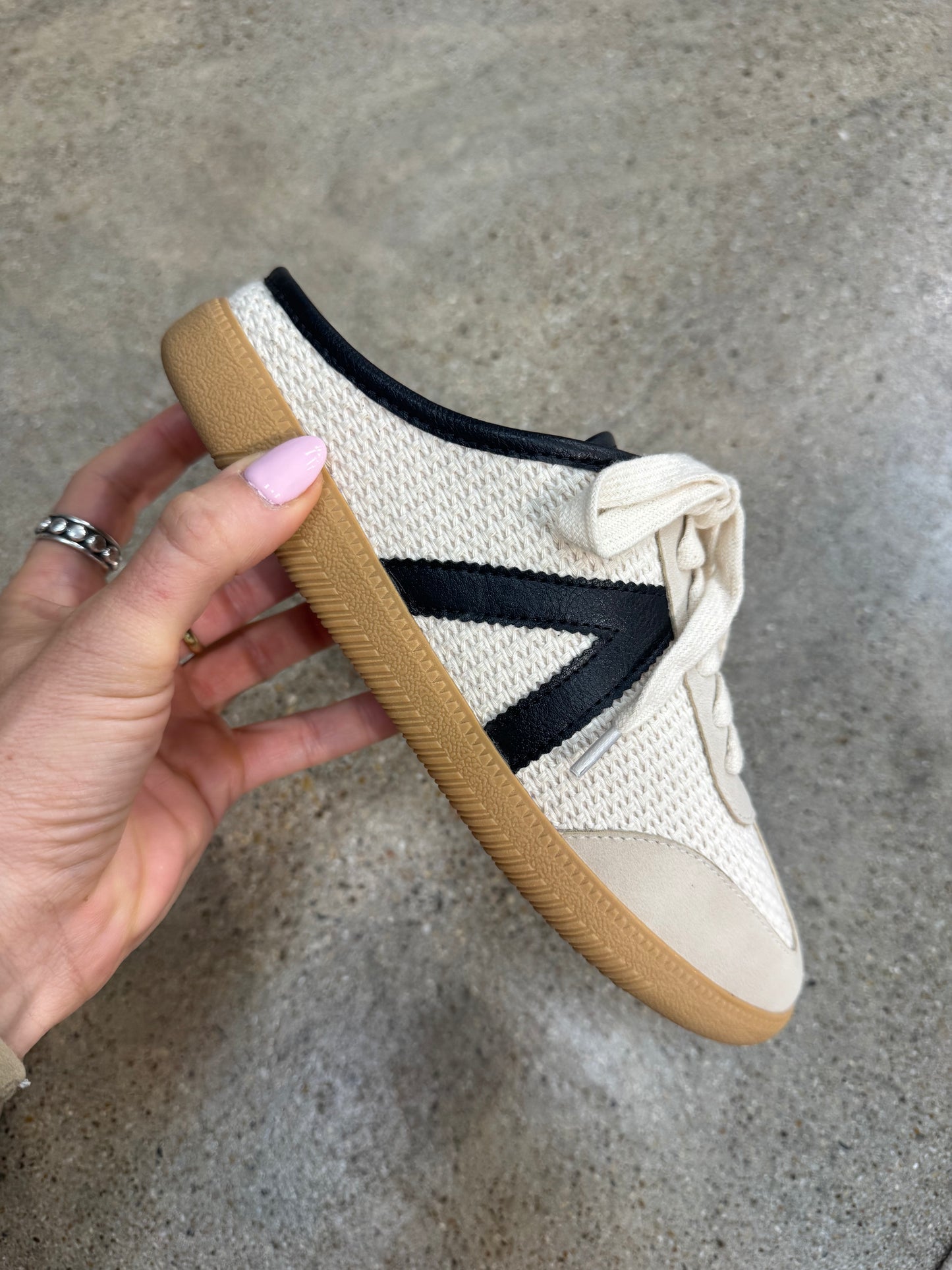 MIA Baron Woven Sneaker Mule | Cream & Black
