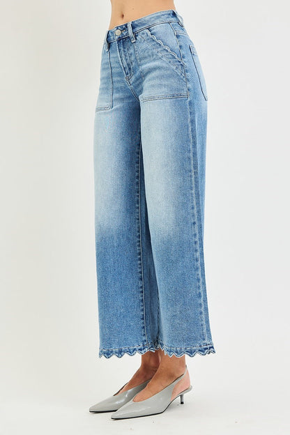 The Sabrina Scallop Wide-Leg Jeans