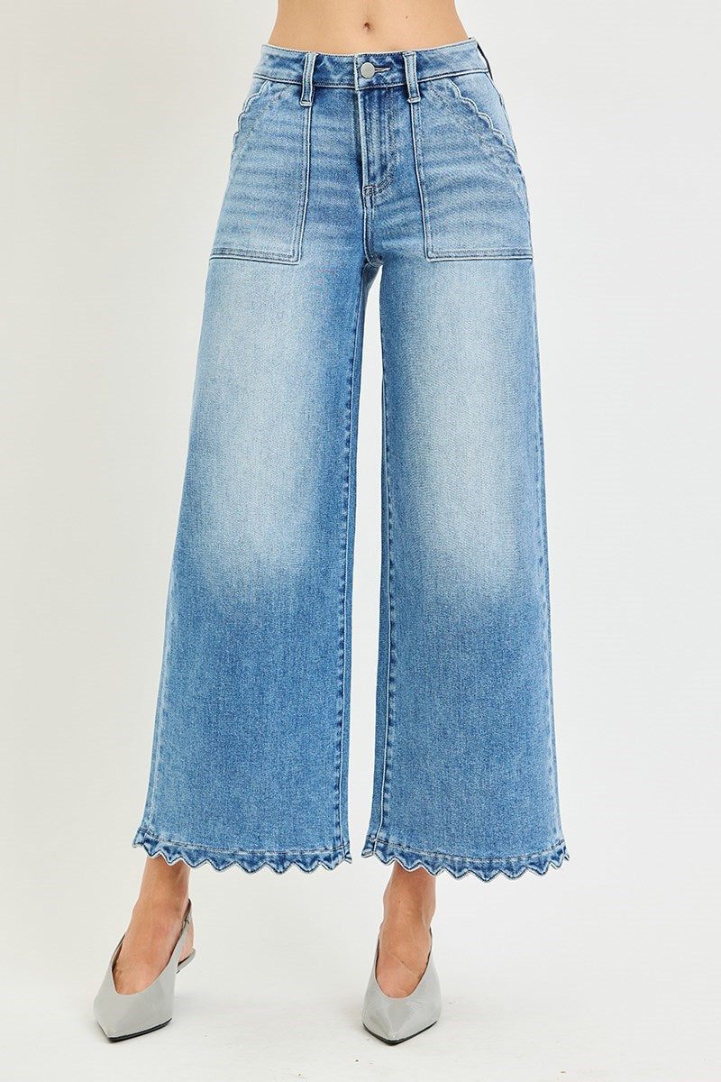 The Sabrina Scallop Wide-Leg Jeans
