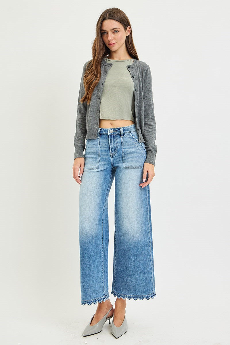 The Sabrina Scallop Wide-Leg Jeans
