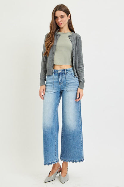 The Sabrina Scallop Wide-Leg Jeans