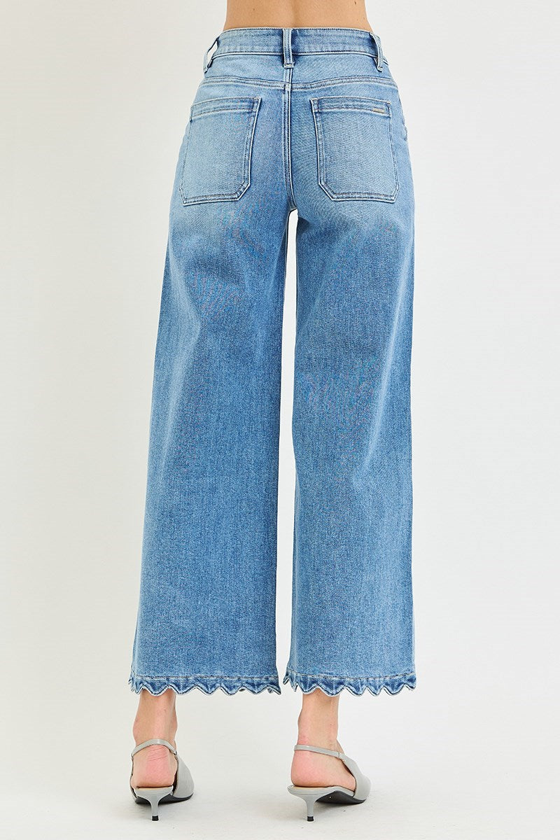 The Sabrina Scallop Wide-Leg Jeans
